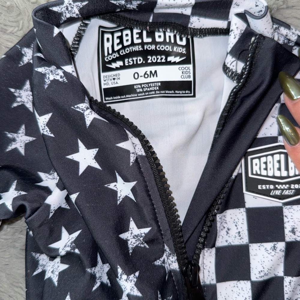 Rebel Bros Star and Checkered infant rash guard